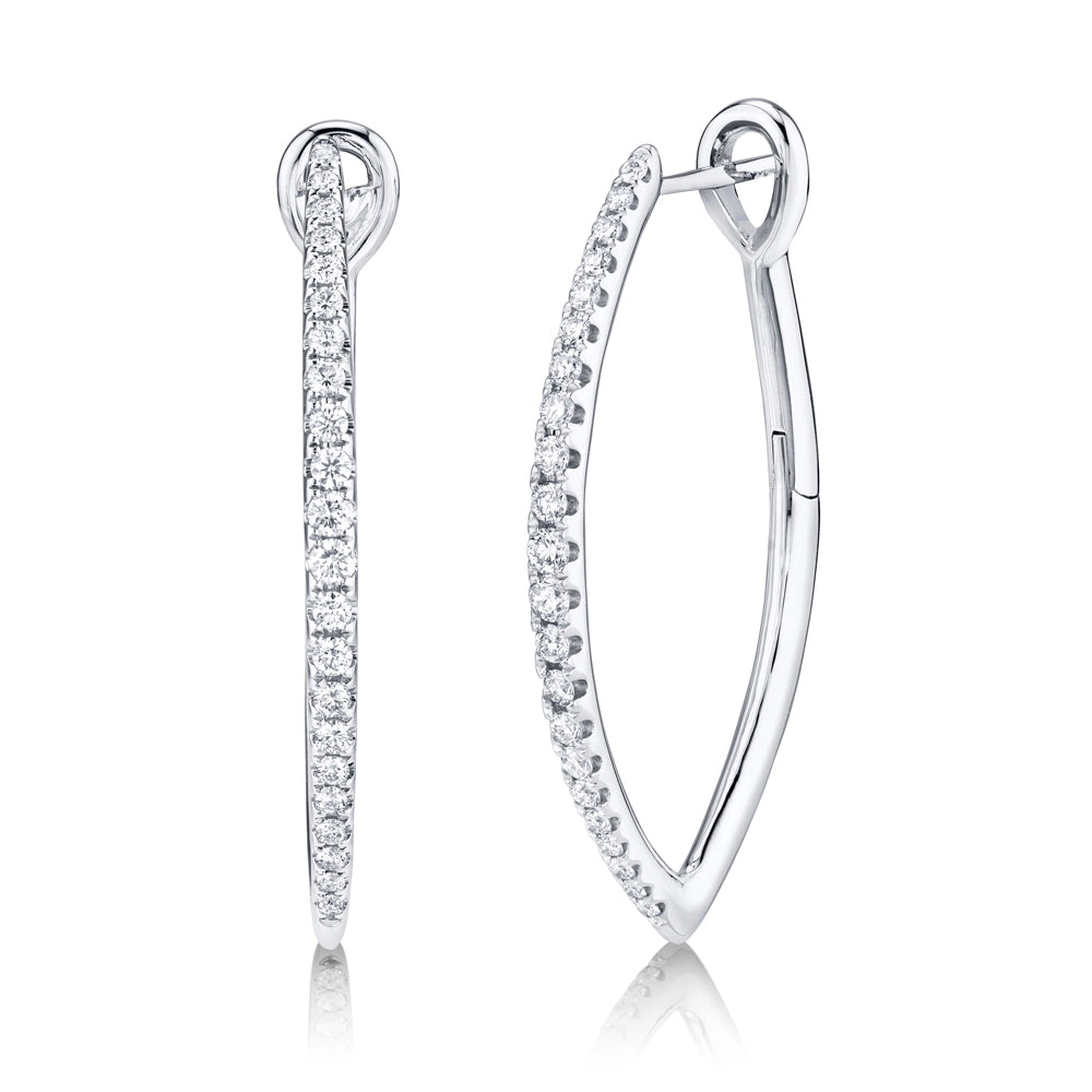 14k White Gold Diamond store Shaped Hoop Earrings