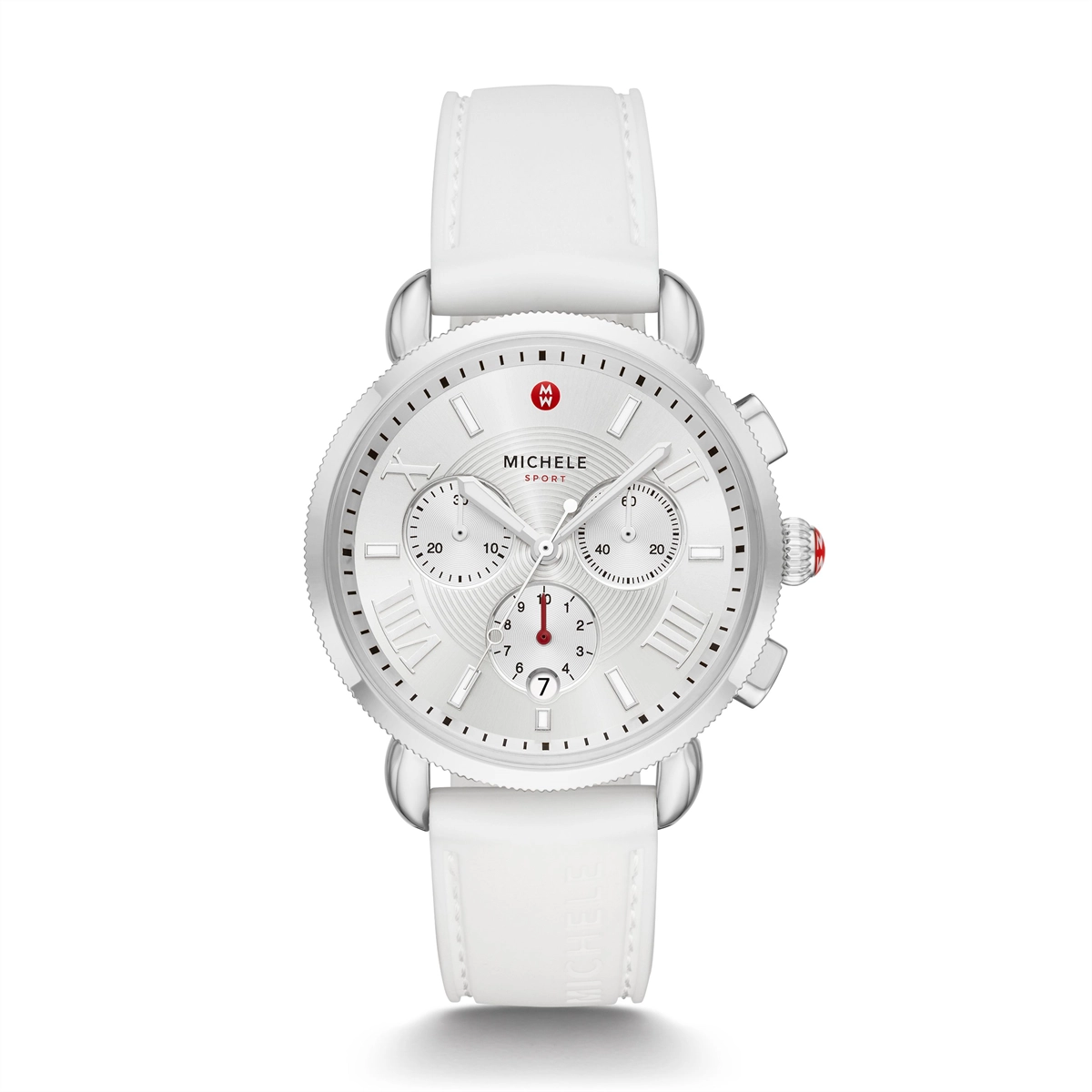 Michele watch white hot sale silicone band