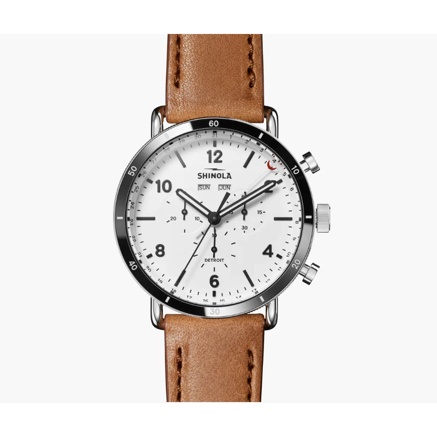 Shinola The Canfield Sport Chronograph White Dial 45mm Quartz