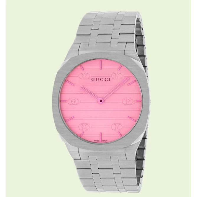 Gucci 25H Stainless Steel Pink 38mm Quartz