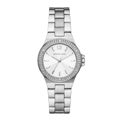 Michael kors silver watch with hot diamonds around