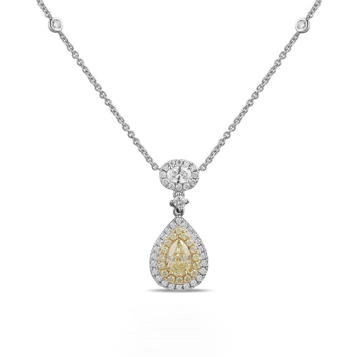 Ladies Full Diamond Set Yellow Diamond 2024 Pendant Necklace