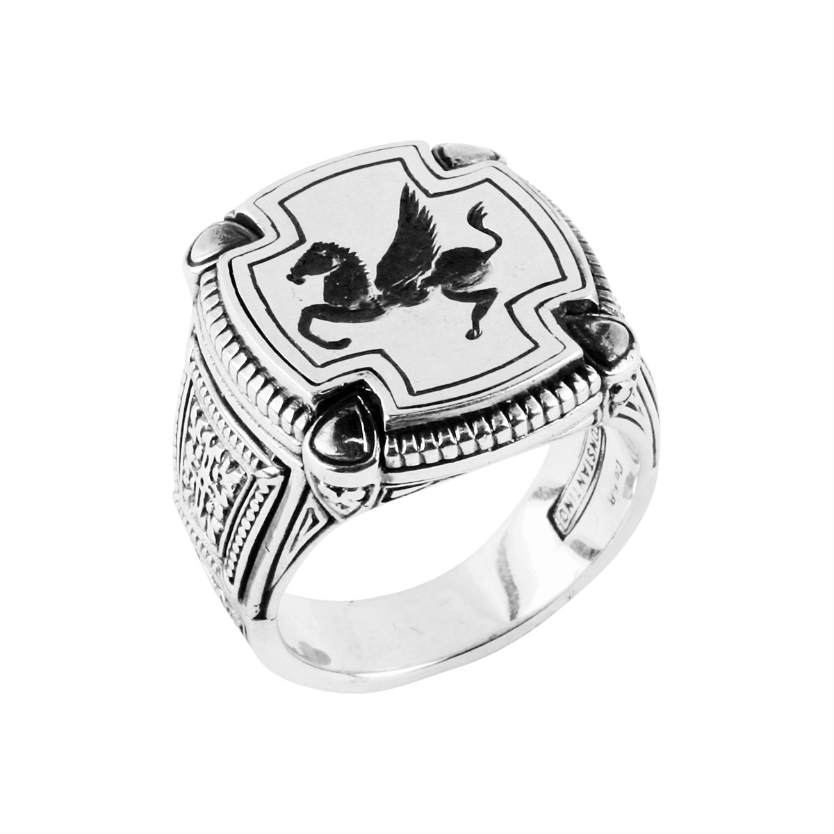 Konstantino Mens Zeus Silver Pegasus Ring