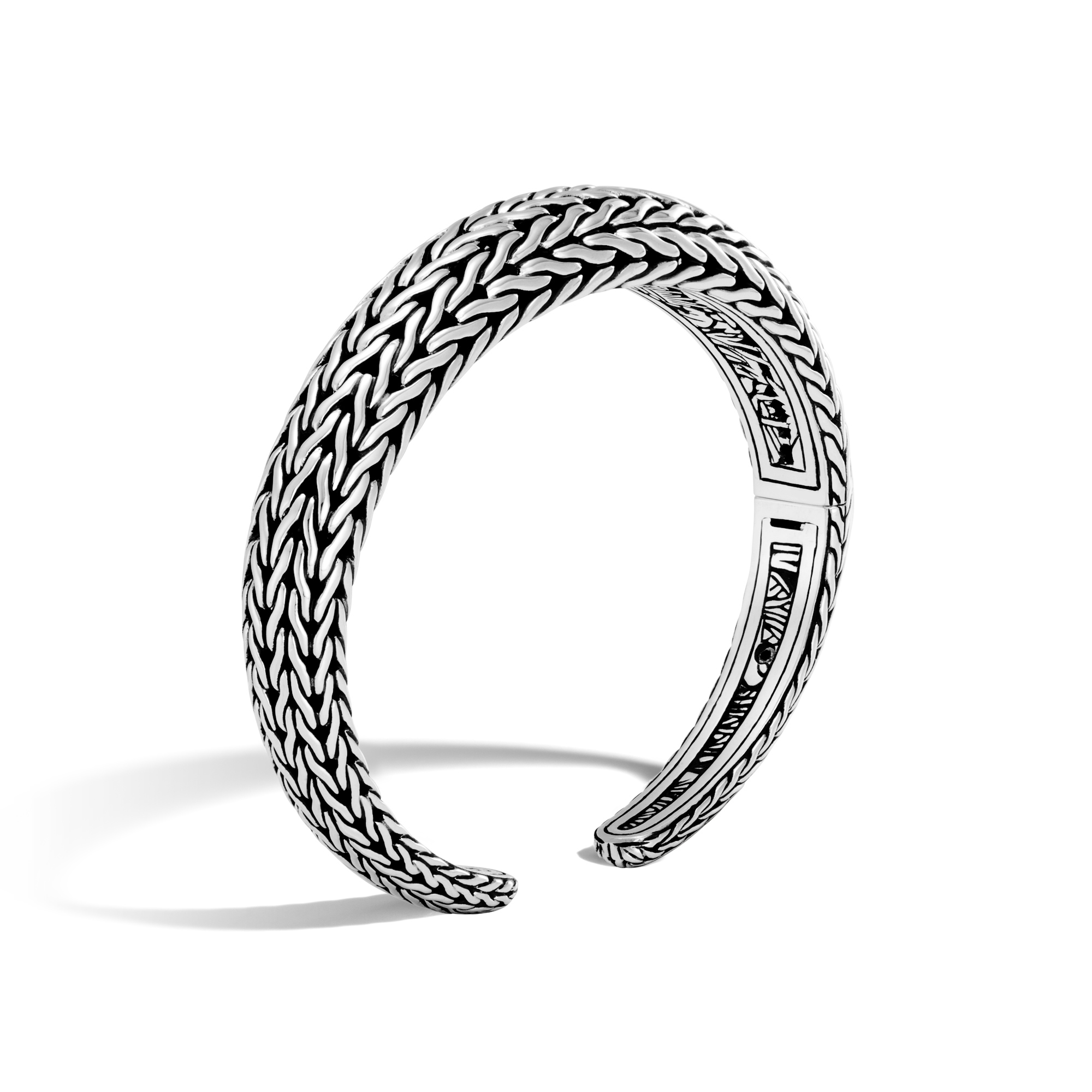 Sterling Silver Classic Chain Hammered Medium Kick Cuff Bracelet