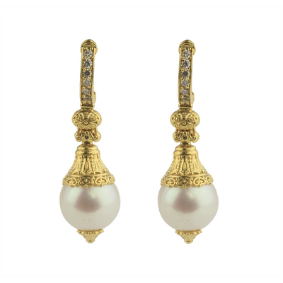 Konstantino Earrings in Yellow Gold containing Multi-gemstone, Diamond, Pearl SKMK03032-18KT-196