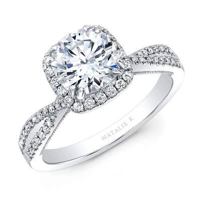 Natalie K. Engagement Rings in White Gold containing Diamond NK35706AZDC-W