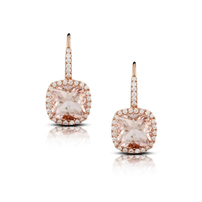 Doves Earrings in Rose Gold containing Multi-gemstone, Diamond, Morganite E8525MG