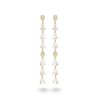 Doves Earrings in Yellow Gold containing Mother of pearl, Quartz, Multi-gemstone, Diamond E8665WMP