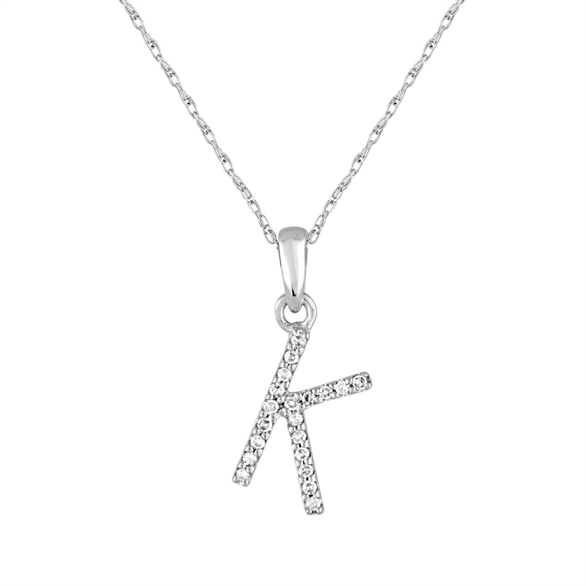 14K White Gold Diamond K Initial Pendant Necklace – Meierotto Jewelers