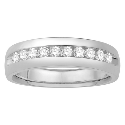 Mens Bands Wedding Rings in White Gold containing Diamond 387027