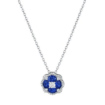 Fana Necklaces in White Gold containing Multi-gemstone, Diamond, Sapphire P1574S/WG