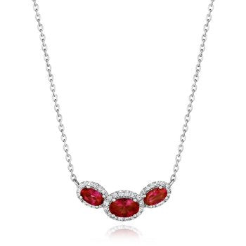 Fana Necklaces in White Gold containing Multi-gemstone, Diamond, Ruby P1644R/WG