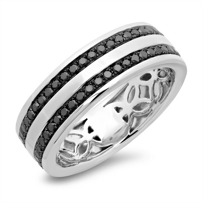 Mens Bands Rings in White Gold containing Black diamond 393700