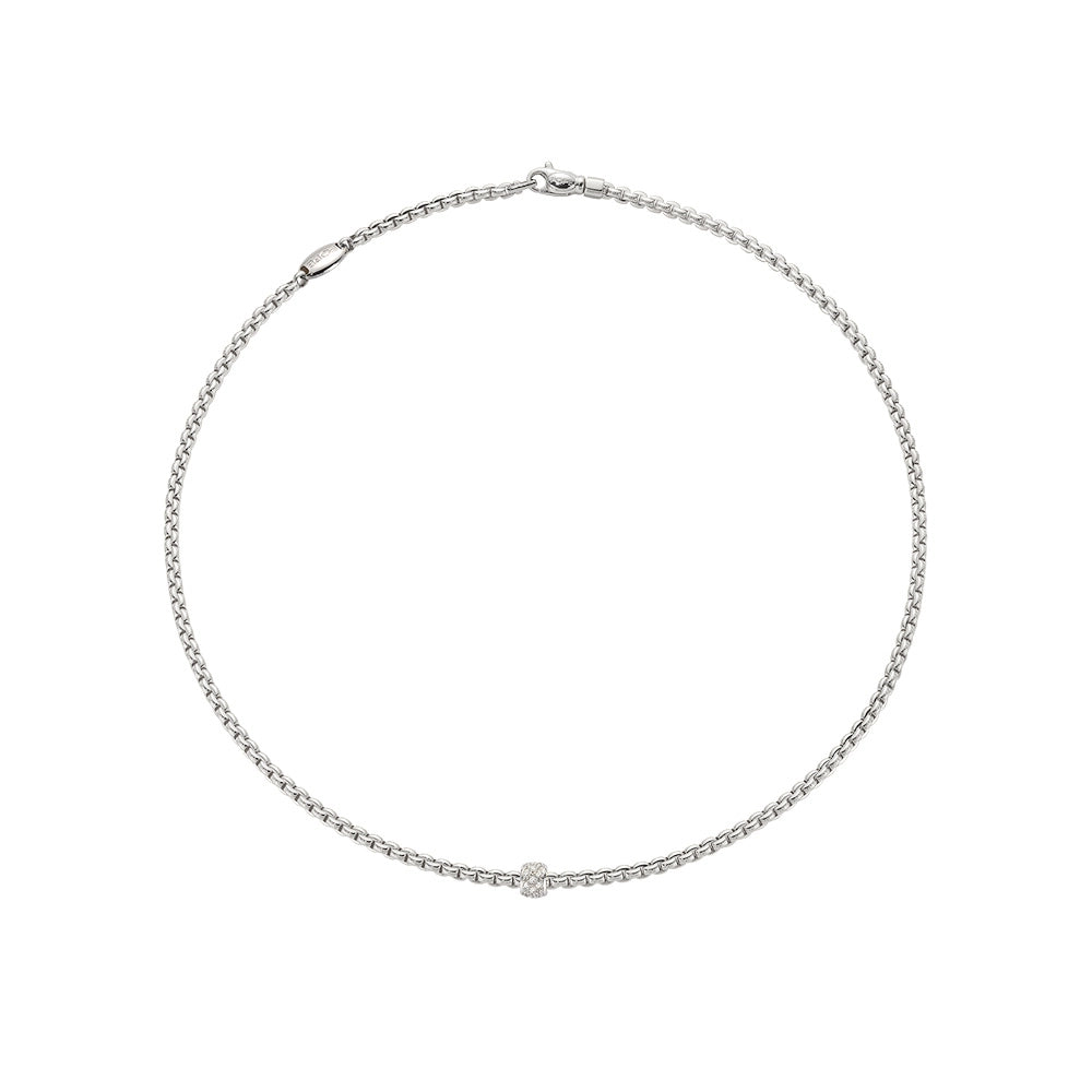 Fope 18K White Gold Eka Tiny Collection Necklace with Diamond Rondel ...