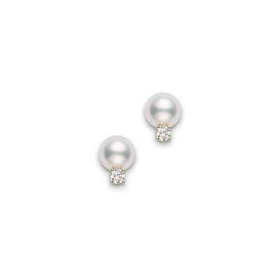 Mikimoto Earrings in Yellow Gold containing Multi-gemstone, Diamond, Pearl PES702DK