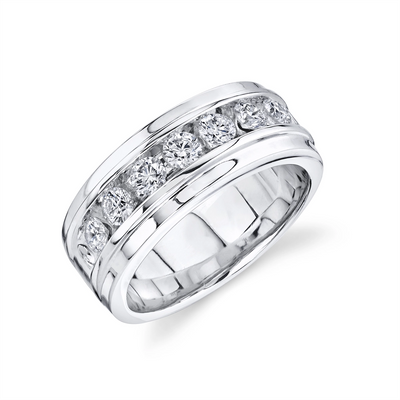 Mens Bands Wedding Rings in White Gold containing Diamond 399389