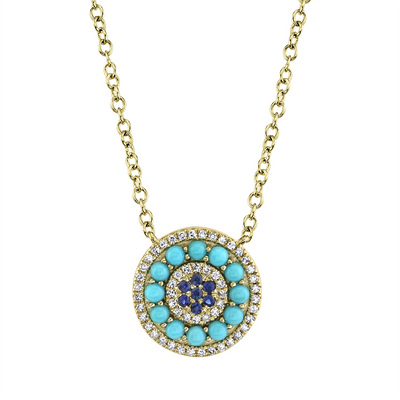 Necklaces Necklaces in Yellow Gold containing Multi-gemstone, Diamond, Sapphire, Turquoise 399483