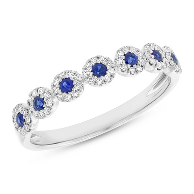 Wedding Bands Rings in White Gold containing Multi-gemstone, Diamond, Sapphire 399520