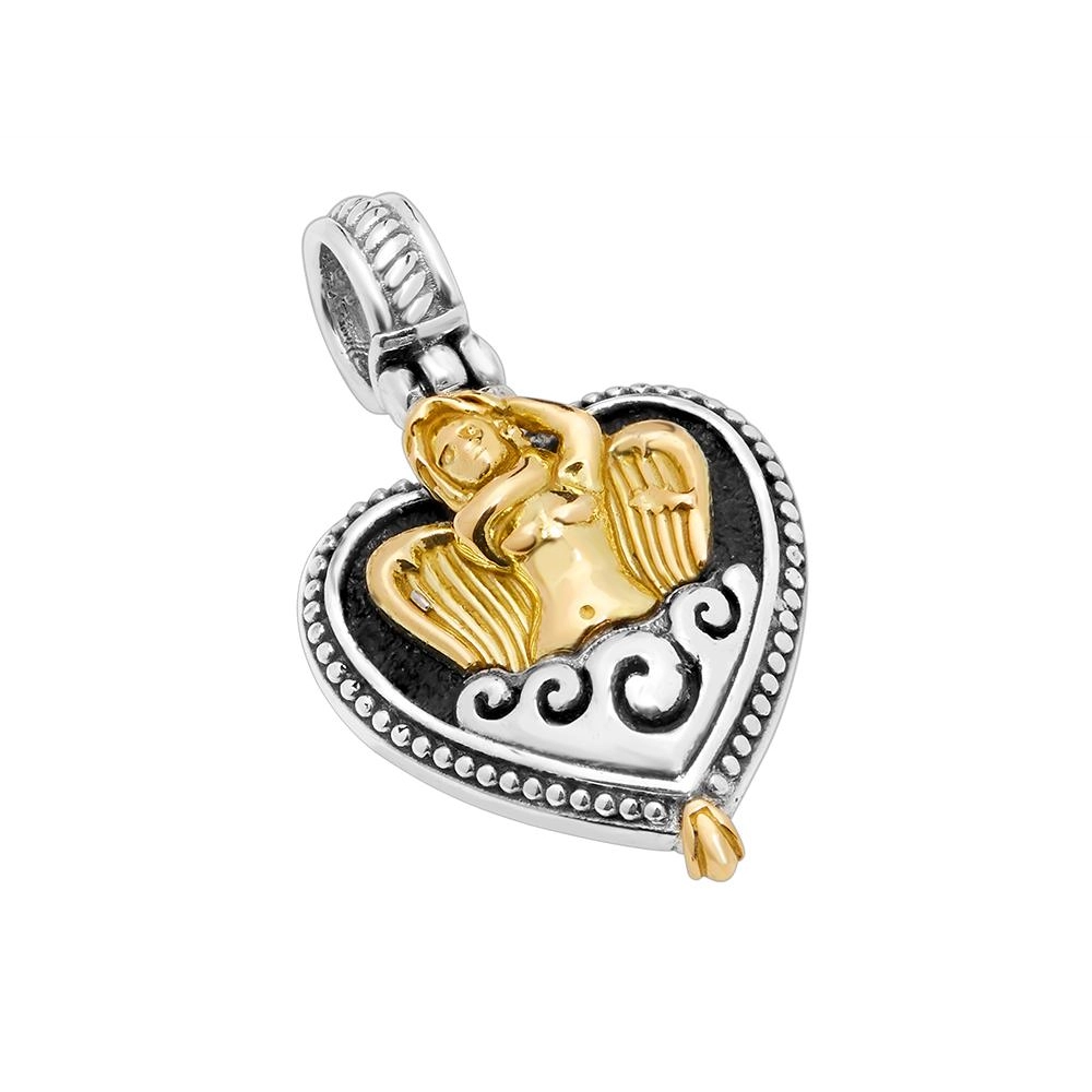 Konstantino Angelic Silver and 18K Gold Small Heart Angel Pendant ...