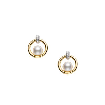 Mikimoto Earrings in Mixed Metals containing Multi-gemstone, Diamond, Pearl MEQ10159ADXC