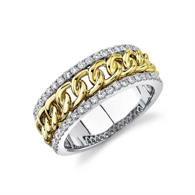 Mens Bands Rings in Mixed Metals containing Diamond 412092