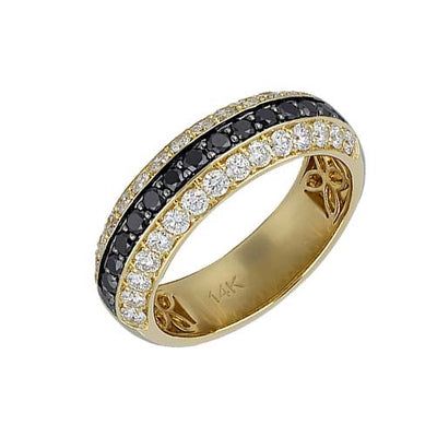 Mens Bands Wedding Rings in Yellow Gold containing Black diamond, Multi-gemstone, Diamond 412094