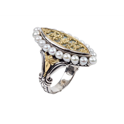 Konstantino Rings in Mixed Metals containing Mother of pearl, Multi-gemstone, Pearl DMK2112-280-S7