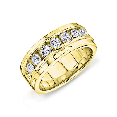 Mens Bands Wedding Rings in Yellow Gold containing Diamond SC22007252