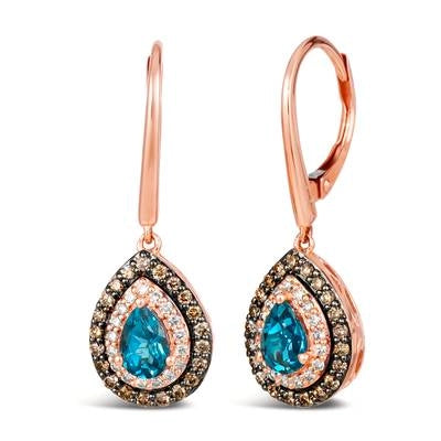 Le Vian Earrings in Rose Gold containing Blue topaz , Multi-gemstone, Diamond TRBQ-28