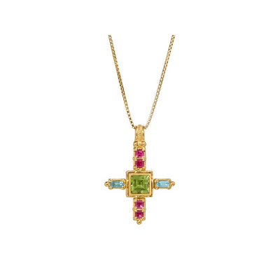 csv_image Konstantino Pendant in Yellow Gold containing Blue topaz , Peridot, Multi-gemstone, Ruby STMK05036-18KT-610