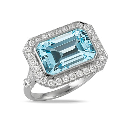 Doves Rings in White Gold containing Blue topaz , Multi-gemstone, Diamond R9797BT