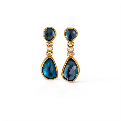 Gurhan Earrings in Yellow Gold containing London blue topaz, Multi-gemstone, Diamond OKE-YG-LBT-15132