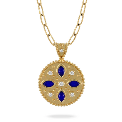 Doves Pendants in Yellow Gold containing Lapis, Quartz, Multi-gemstone, Diamond P10435LP