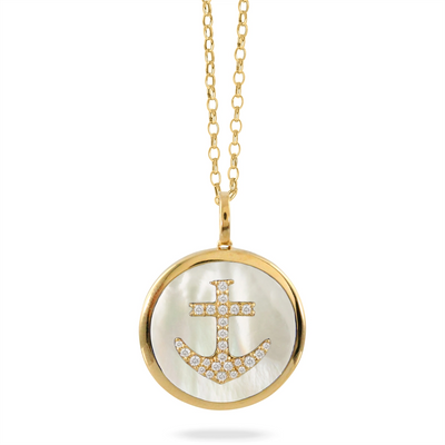 Doves Pendants in Yellow Gold containing Mother of pearl, Multi-gemstone, Diamond P10068WMP-1