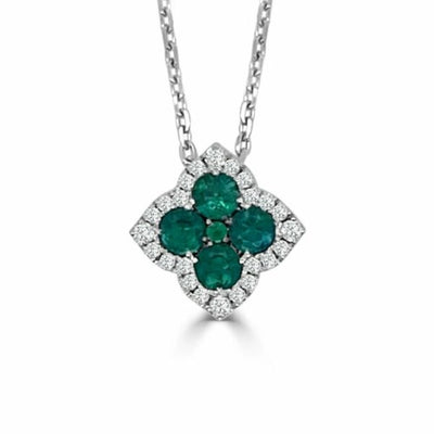 Frederic Sage Necklaces in White Gold containing Multi-gemstone, Diamond, Emerald P3539-4-EMW