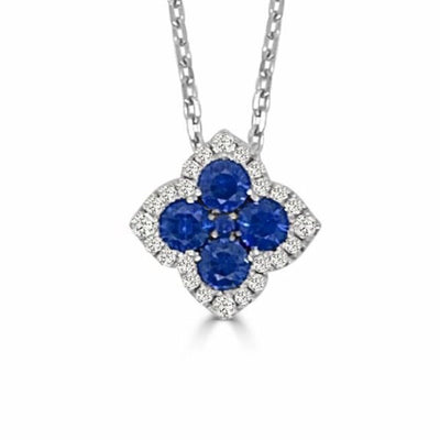 Frederic Sage Necklaces in White Gold containing Multi-gemstone, Diamond, Sapphire P3539-4-SAW