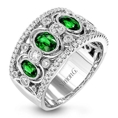 Simon G Rings in White Gold containing Multi-gemstone, Diamond, Emerald LP2040-A-EM