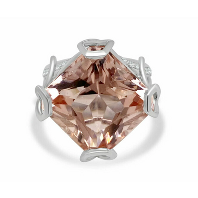 Frederic Sage Rings in White Gold containing Multi-gemstone, Diamond, Morganite R7894-MORW