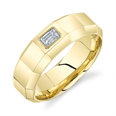 Mens Bands Wedding Rings in Yellow Gold containing Diamond 434974