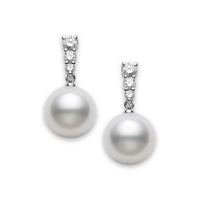 Mikimoto Earrings in White Gold containing Multi-gemstone, Diamond, Pearl PEA643NDW10