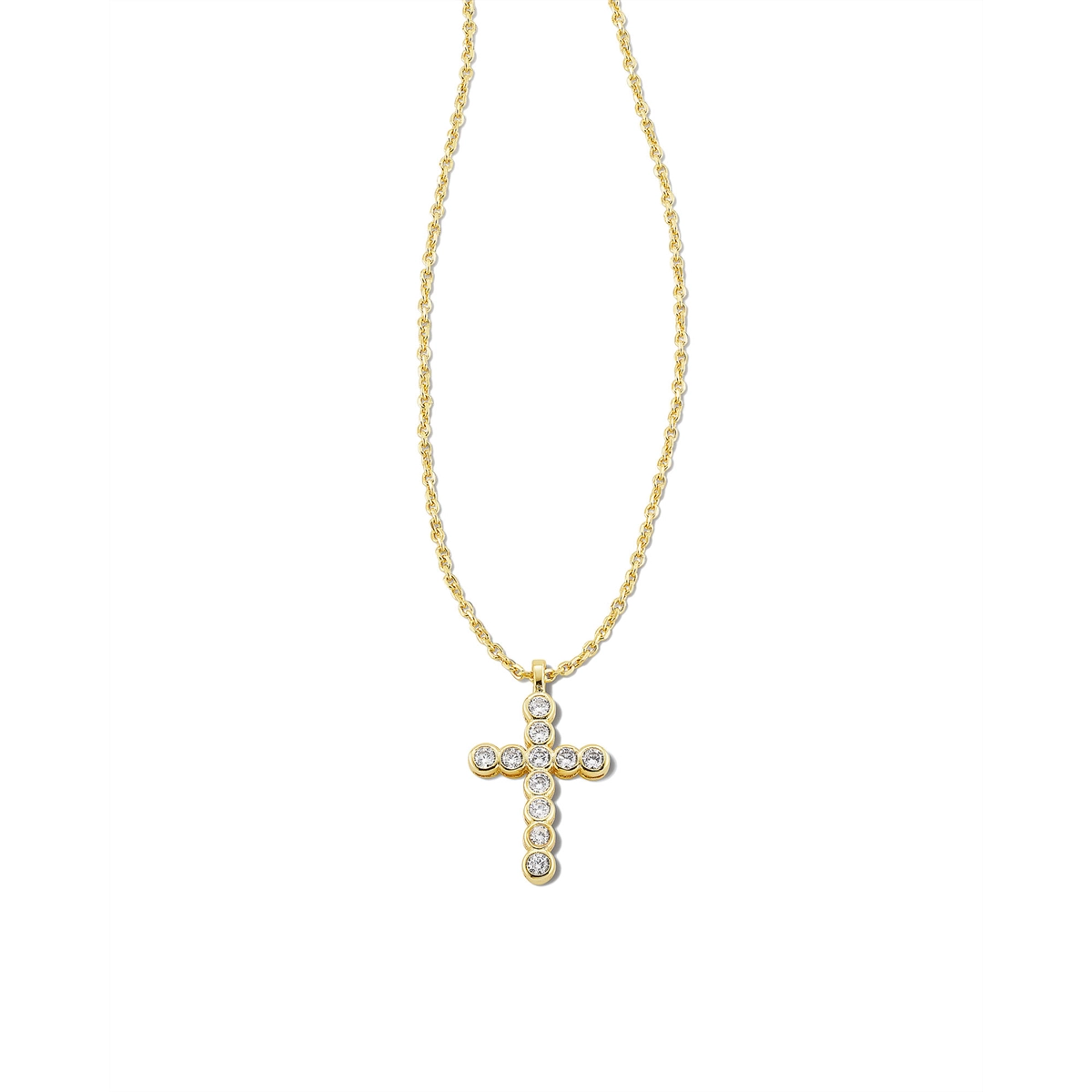 Kendra Scott Cross Crystal Pendant Necklace in Gold with White Crystal ...