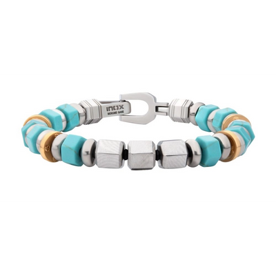 Inox Bracelets in Alternative Metals containing Other, Multi-gemstone, Turquoise DMSBSD01-825