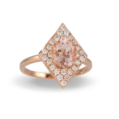 Doves Rings in Rose Gold containing Multi-gemstone, Diamond, Morganite LB351MG