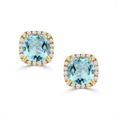 Doves Earrings in Yellow Gold containing Blue topaz , Multi-gemstone, Diamond E7922BT-Y