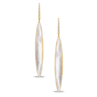 Doves Earrings in Yellow Gold containing Mother of pearl, Quartz, Multi-gemstone, Diamond E8271WMP-1