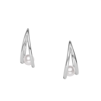 Mikimoto Earrings in White Gold containing Pearl MEQ10125AXXW