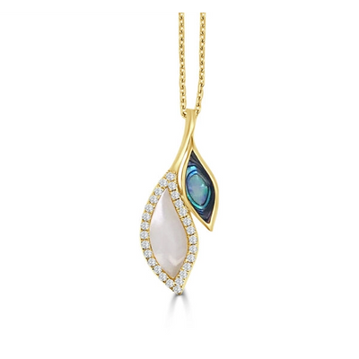 Frederic Sage Necklaces in Yellow Gold containing Mother of pearl, Other, Multi-gemstone, Diamond P3291AW-4-YWAL