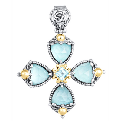 Konstantino Pendants in Mixed Metals containing Aquamarine, Blue topaz , Mother of pearl, Quartz, Multi-gemstone STMK7002-673