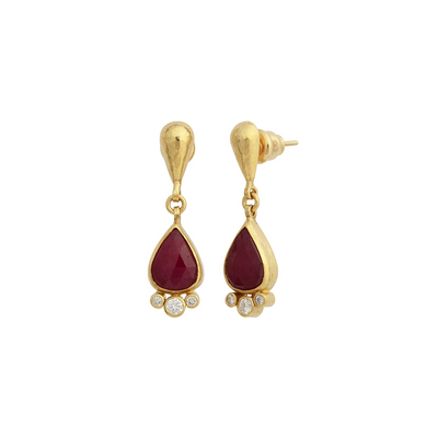 Gurhan Earrings in Yellow Gold containing Multi-gemstone, Diamond, Ruby OKE-YG-RU-18520