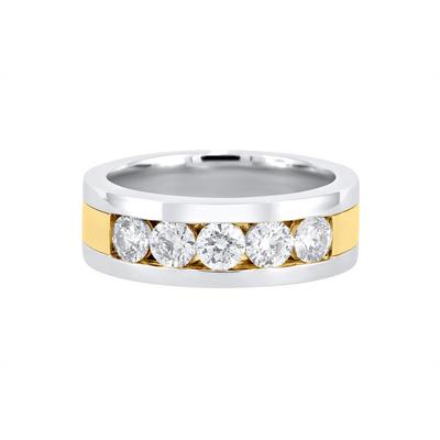 Mens Bands Wedding Rings in Mixed Metals containing Diamond 445685